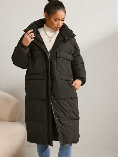 Women's Elegant Long Over-the-Knee Puffer Coat | Ideal for Winter