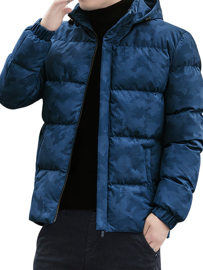 Men's Casual Padded Winter Jacket with Zip-Up and Hood | Ideal for Winter