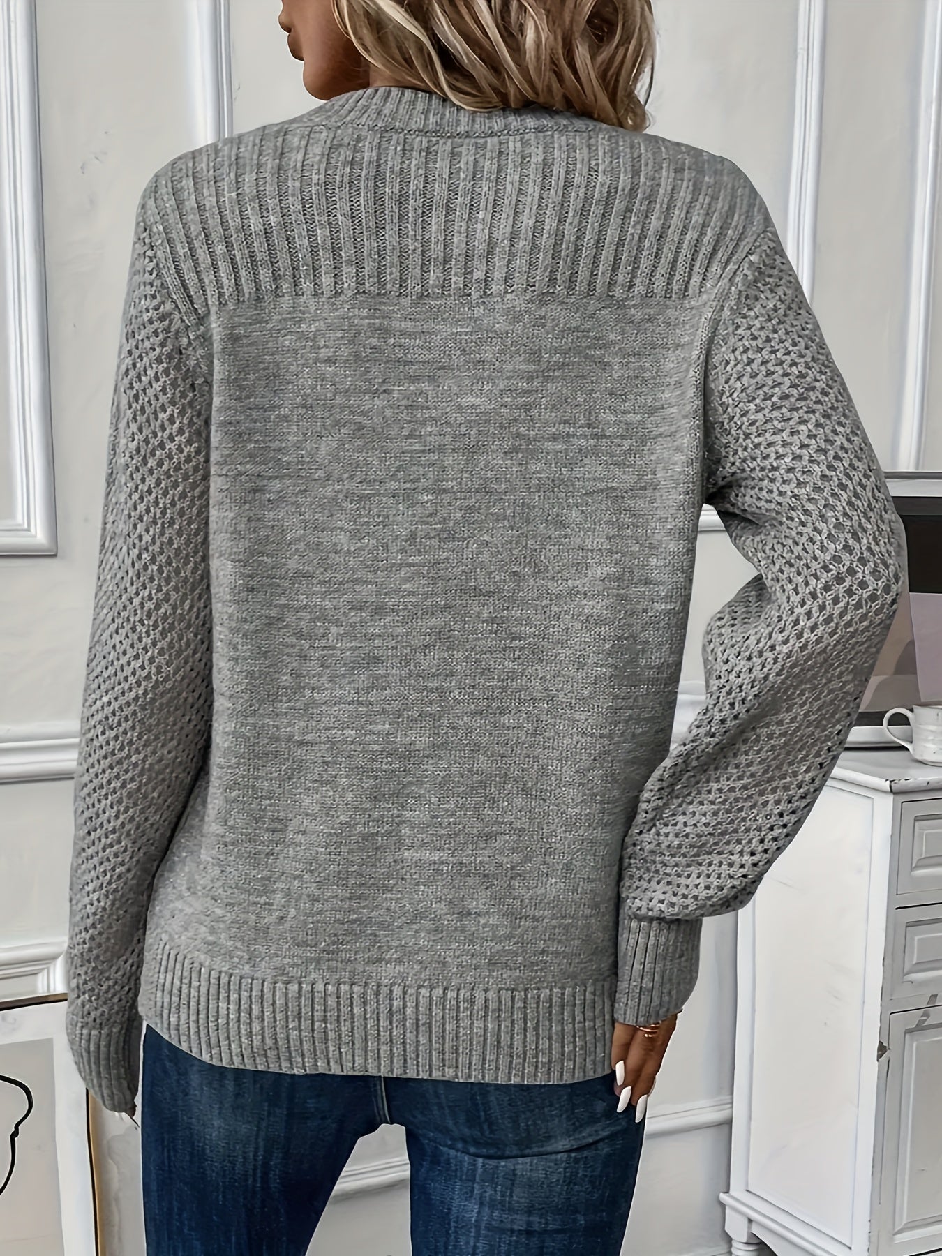 Women’s Trendy Oversized Grey Pullover Sweater | Ideal for Autumn/Winter