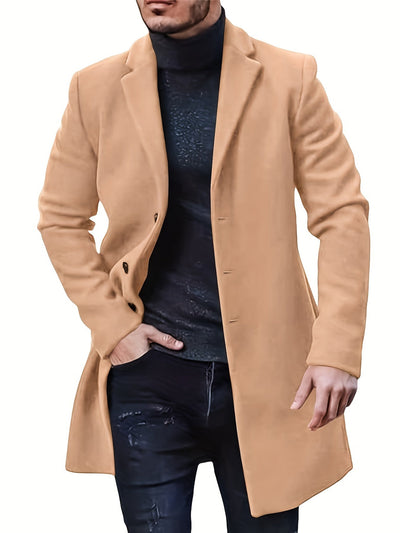 Casual Midlength Button Down Tranch Coat for Men | Ideal for Winter