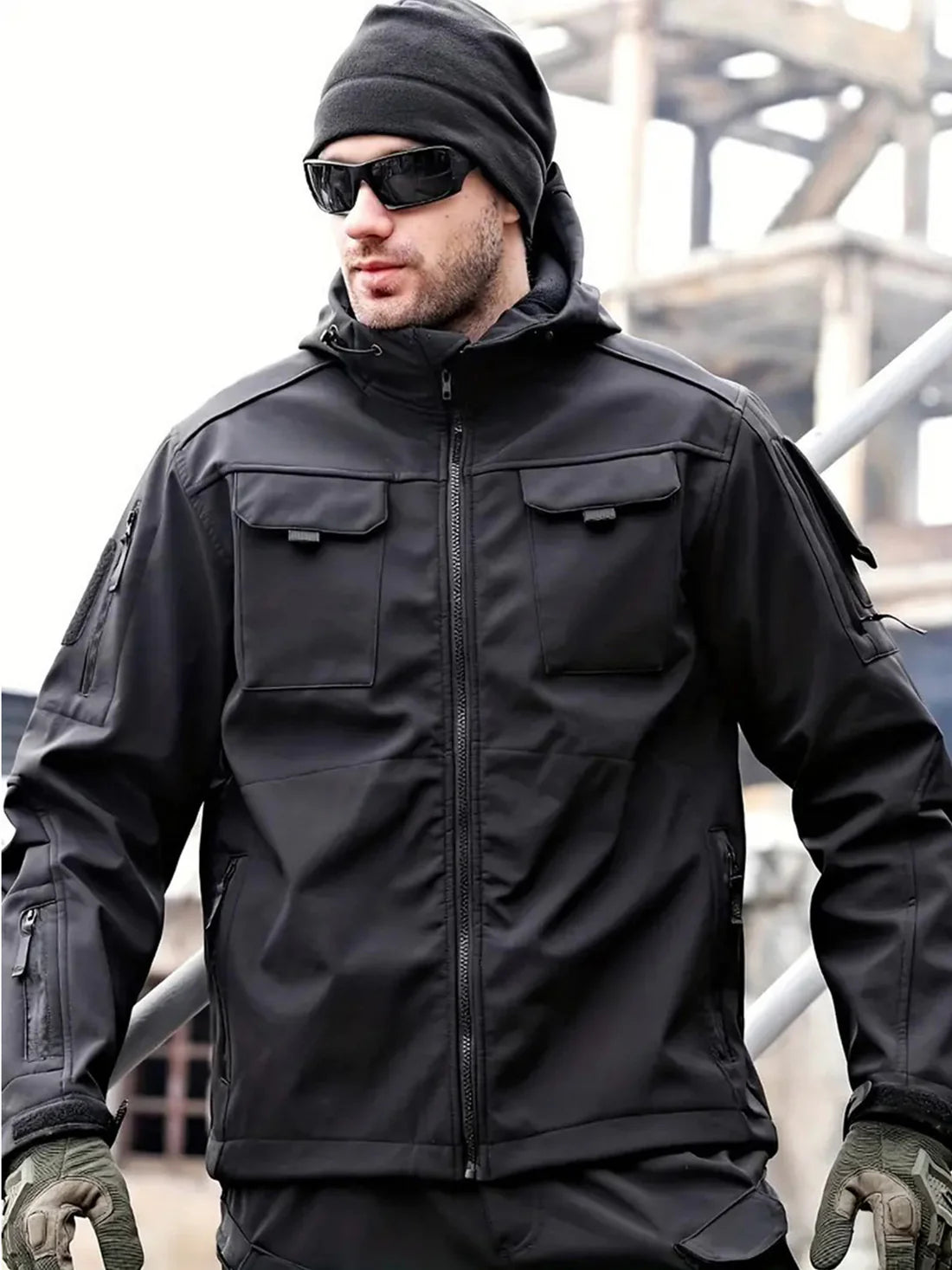 Men's Waterproof Insulated Tactical Outdoor Jacket with Hood | Ideal for Winter/Autumn