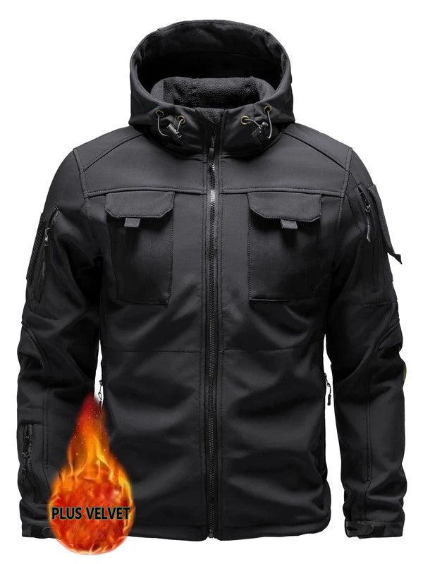 Men's Waterproof Insulated Tactical Outdoor Jacket with Hood | Ideal for Winter/Autumn