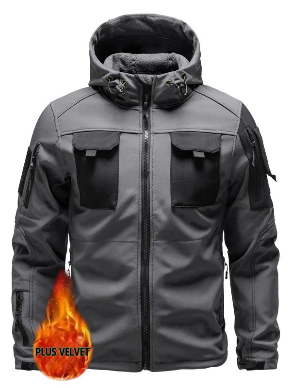 Men's Waterproof Insulated Tactical Outdoor Jacket with Hood | Ideal for Winter/Autumn