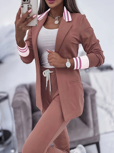 Women's Stylish Blazer Co-ord Set with Long Sleeves and Casual Trousers | Ideal for Everyday Wear