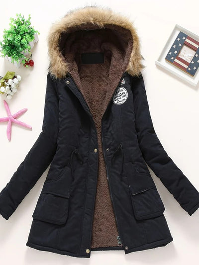 Women's Stylish Warm Fleece Parka Winter Jacket with Faux Fur | Perfect for Winter