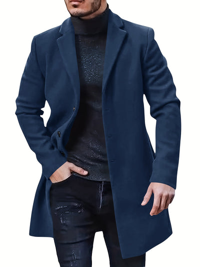 Men's Casual Trench Coat with Button Down and Midlength Design | Ideal for Winter