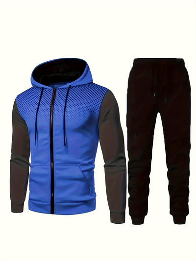 Men's Casual Fleece Sweatshirt Tracksuit with Hooded Long Sleeve and Drawstring Pants | Perfect for Outdoor Activities