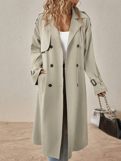 Elegant Women’s Long Sleeve Solid Color Trench Coat | Perfect for Autumn