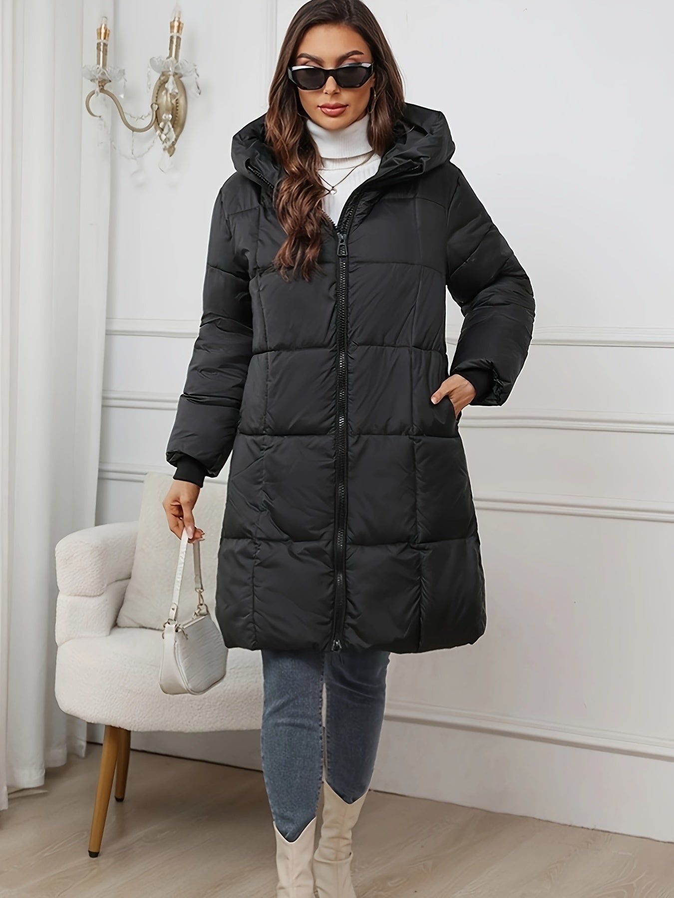 Women's Chic Mid-Length Hooded Puffer Coat | Ideal for Winter