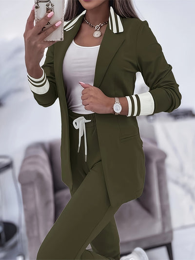 Women's Stylish Blazer Co-ord Set with Long Sleeves and Casual Trousers | Ideal for Everyday Wear