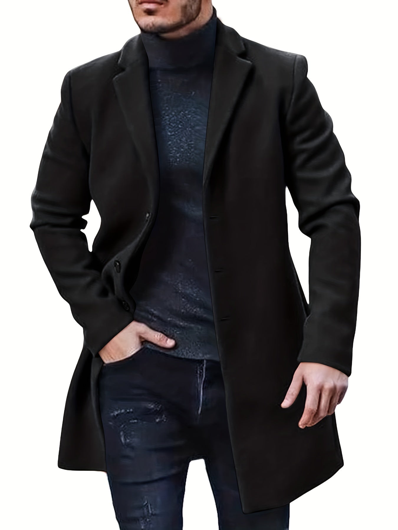 Men's Casual Trench Coat with Button Down and Midlength Design | Ideal for Winter