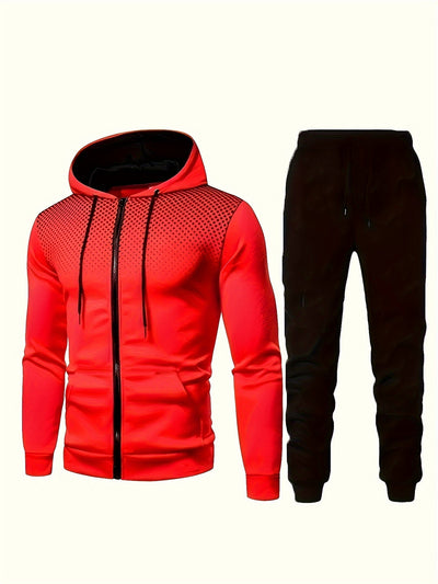 Men's Casual Fleece Sweatshirt Tracksuit with Hooded Long Sleeve and Drawstring Pants | Perfect for Outdoor Activities