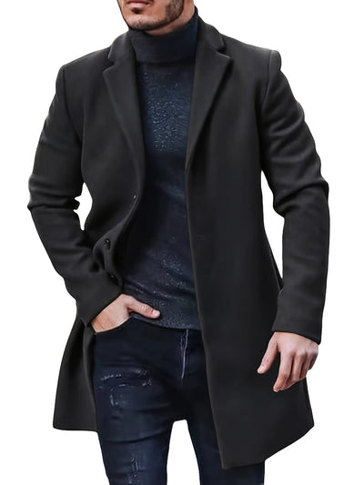 Casual Midlength Button Down Tranch Coat for Men | Ideal for Winter