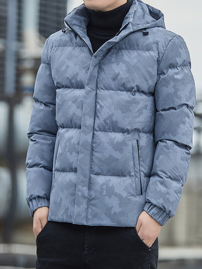 Men's Casual Padded Winter Jacket with Zip-Up and Hood | Ideal for Winter