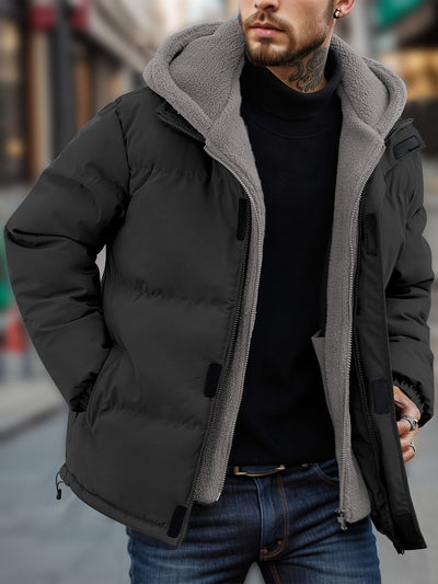 Men's Casual Hooded Down Puffer Winter Coat with Pockets | Ideal for Winter