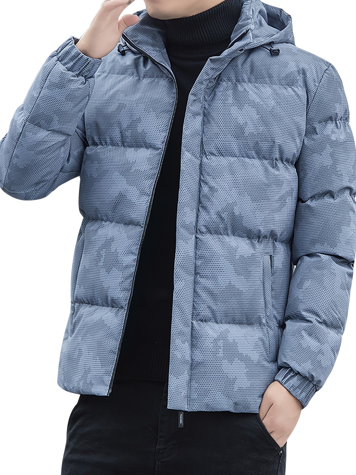 Men's Casual Padded Winter Jacket with Zip-Up and Hood | Ideal for Winter