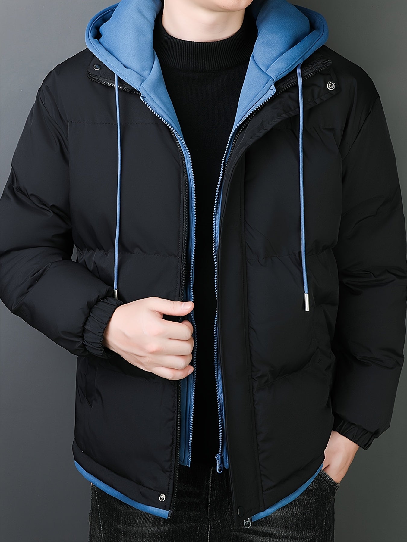 Casual Fake Two Piece Hooded Winter Jacket for Men | Ideal for Winter