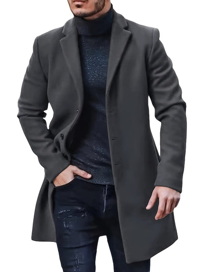 Casual Midlength Button Down Tranch Coat for Men | Ideal for Winter