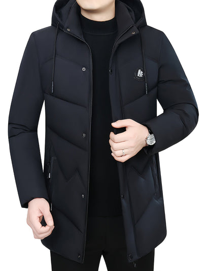 Men's Warm Black Thick Hooded Winter Puffer Coat | Ideal for Winter