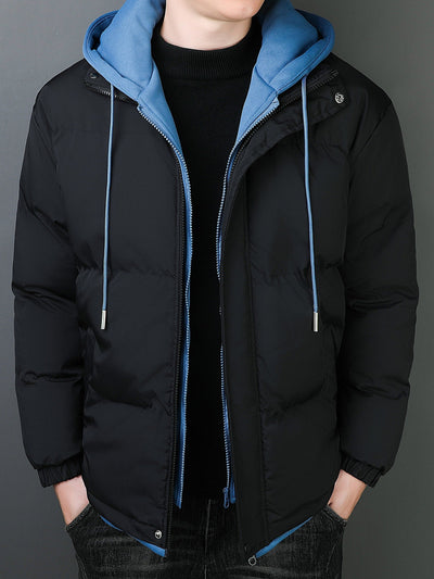 Casual Fake Two Piece Hooded Winter Jacket for Men | Ideal for Winter