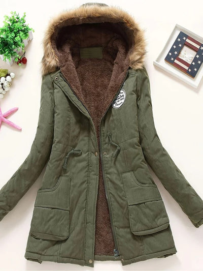 Women's Stylish Warm Fleece Parka Winter Jacket with Faux Fur | Perfect for Winter