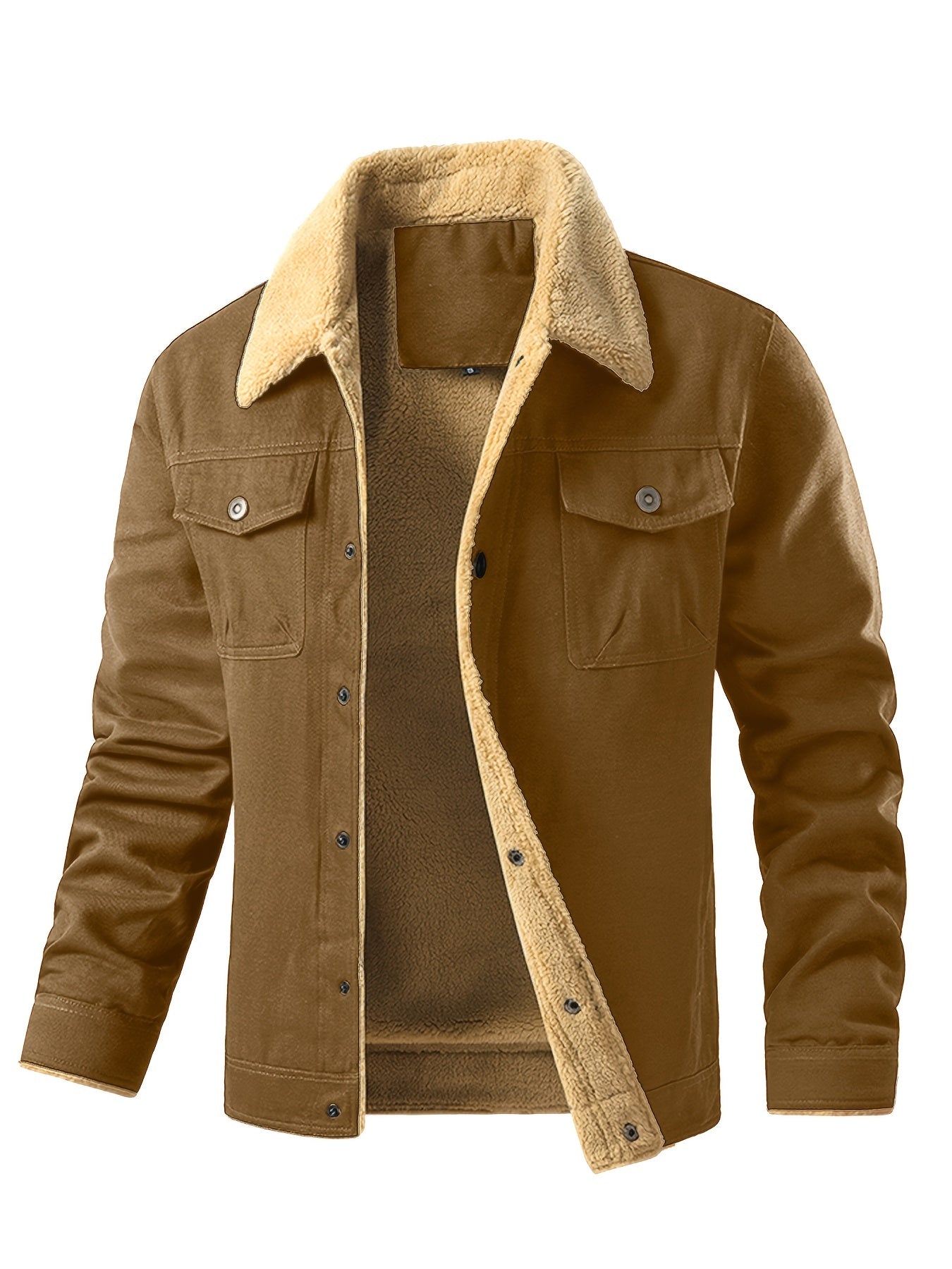 Men's Casual Warm Fleece Flap Pocket Winter Jacket | Ideal for Winter