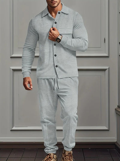 Men’s Casual Tracksuit with Polyester Blend Knit Jacket and Cotton Pants | Ideal for Autumn