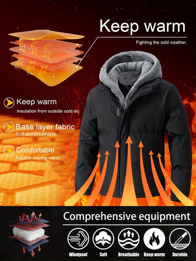 Men's Casual Color Block Fleece Winter Jacket | Ideal for Winter