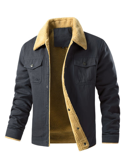 Men's Casual Warm Fleece Flap Pocket Winter Jacket | Ideal for Winter