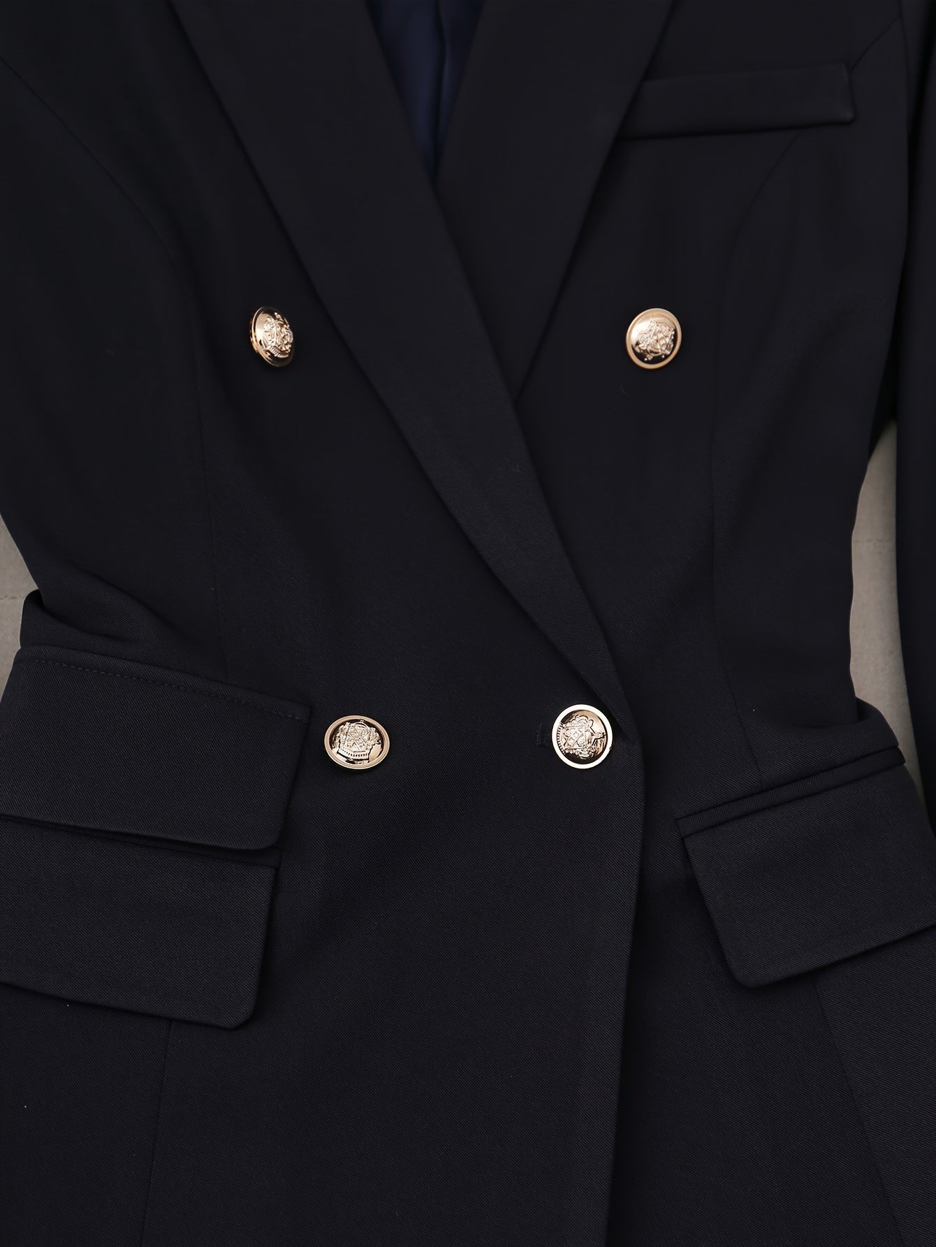 Women's Elegant Navy Blue Double-Breasted Blazer Co-ord Set | Ideal for Everyday Wear