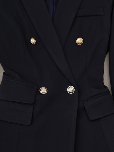 Women's Elegant Navy Blue Double-Breasted Blazer Co-ord Set | Ideal for Everyday Wear