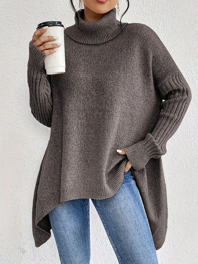 Women's Trendy Asymmetric Hem Turtleneck Sweater | Ideal for Winter