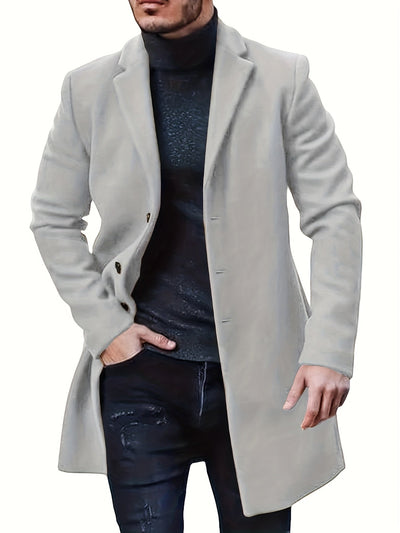 Casual Midlength Button Down Tranch Coat for Men | Ideal for Winter