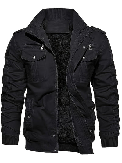 Men's Casual Long Sleeve Zip-Up Retro Stand Collar Winter Jacket | Ideal for Winter