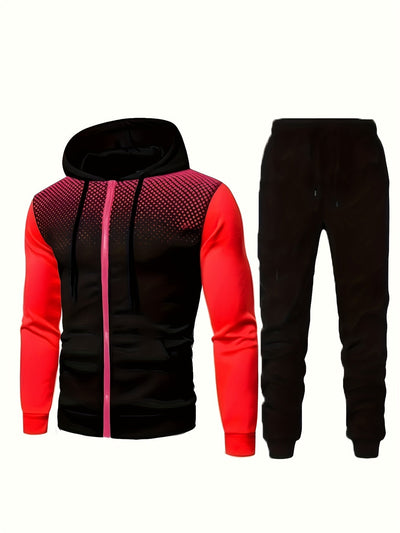 Men's Casual Fleece Sweatshirt Tracksuit with Hooded Long Sleeve and Drawstring Pants | Perfect for Outdoor Activities