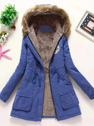 Women's Stylish Warm Fleece Parka Winter Jacket with Faux Fur | Perfect for Winter