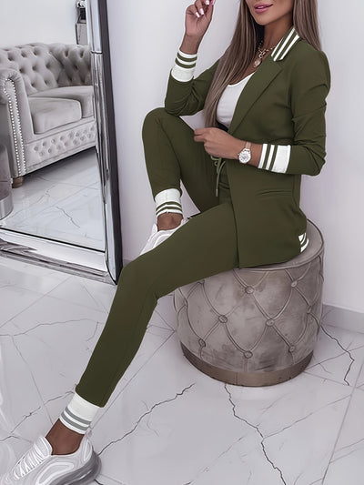 Women's Stylish Blazer Co-ord Set with Long Sleeves and Casual Trousers | Ideal for Everyday Wear