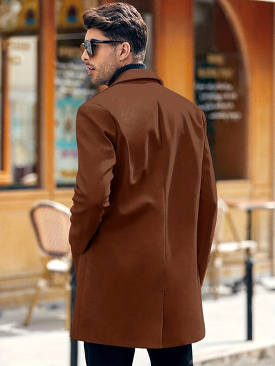 Men's Casual Trench Coat with Button Down and Midlength Design | Ideal for Winter