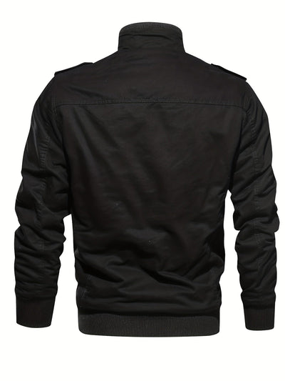 Men's Casual Long Sleeve Zip-Up Retro Stand Collar Winter Jacket | Ideal for Winter