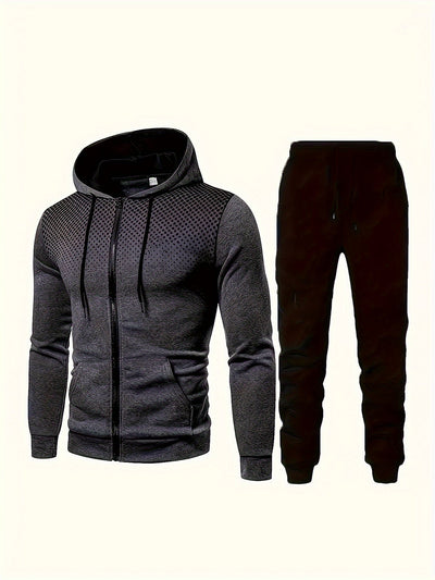 Men's Casual Fleece Sweatshirt Tracksuit with Hooded Long Sleeve and Drawstring Pants | Perfect for Outdoor Activities