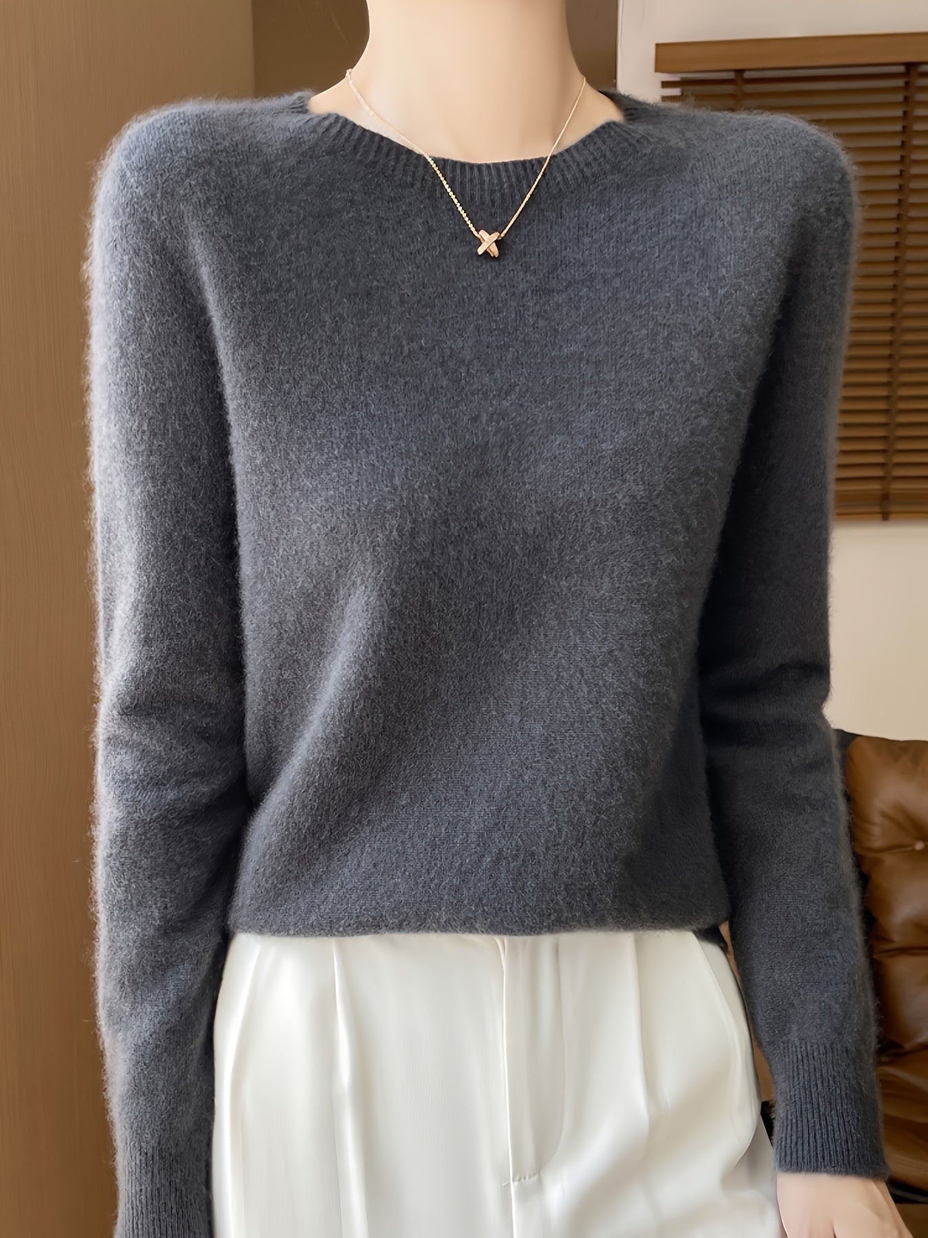 Women's Cozy Wool Cashmere Pullover Sweater | Ideal for Winter