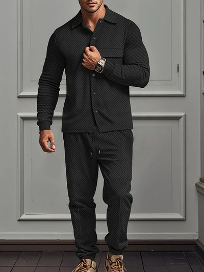 Men’s Casual Tracksuit with Polyester Blend Knit Jacket and Cotton Pants | Ideal for Autumn