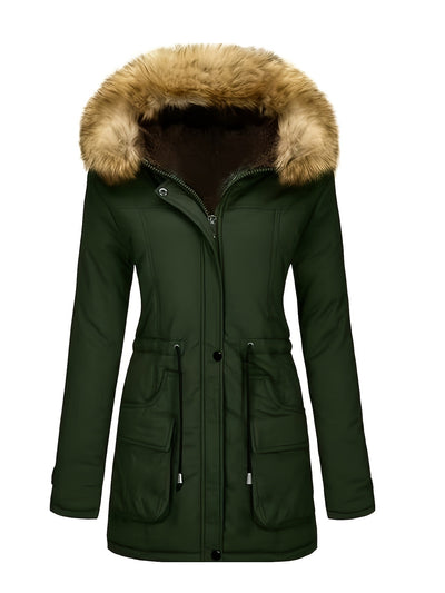 Women's Luxurious Hooded Winter Coat with Faux Fur Trim | Ideal for Winter