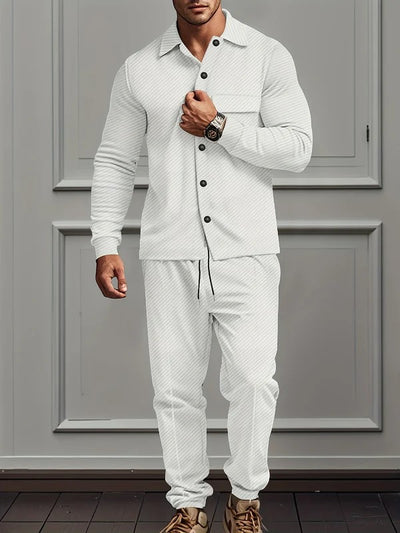 Men’s Casual Tracksuit with Polyester Blend Knit Jacket and Cotton Pants | Ideal for Autumn