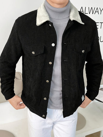 Casual Corduroy Sherpa with Collar Winter Jacket For men | Ideal for Winter