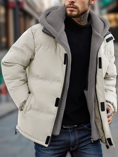 Men's Casual Hooded Down Puffer Winter Coat with Pockets | Ideal for Winter