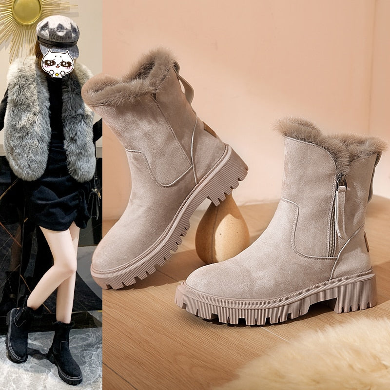 Women's Warm Winter Boots with Wool Lining and Zipper | Ideal for Everyday Wear