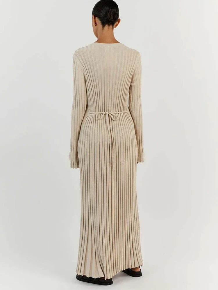 Women's Long Sleeve Knitted Midi Dress