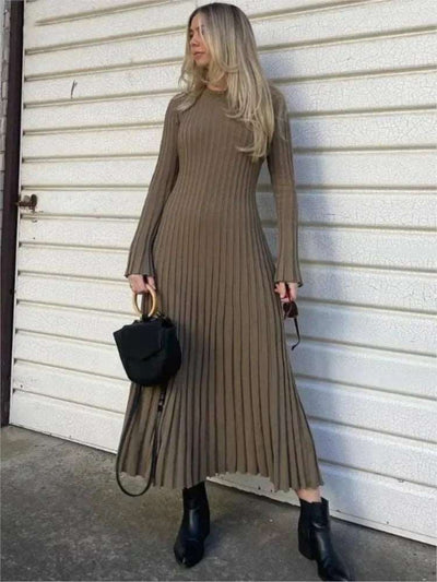 Women's Long Sleeve Knitted Midi Dress