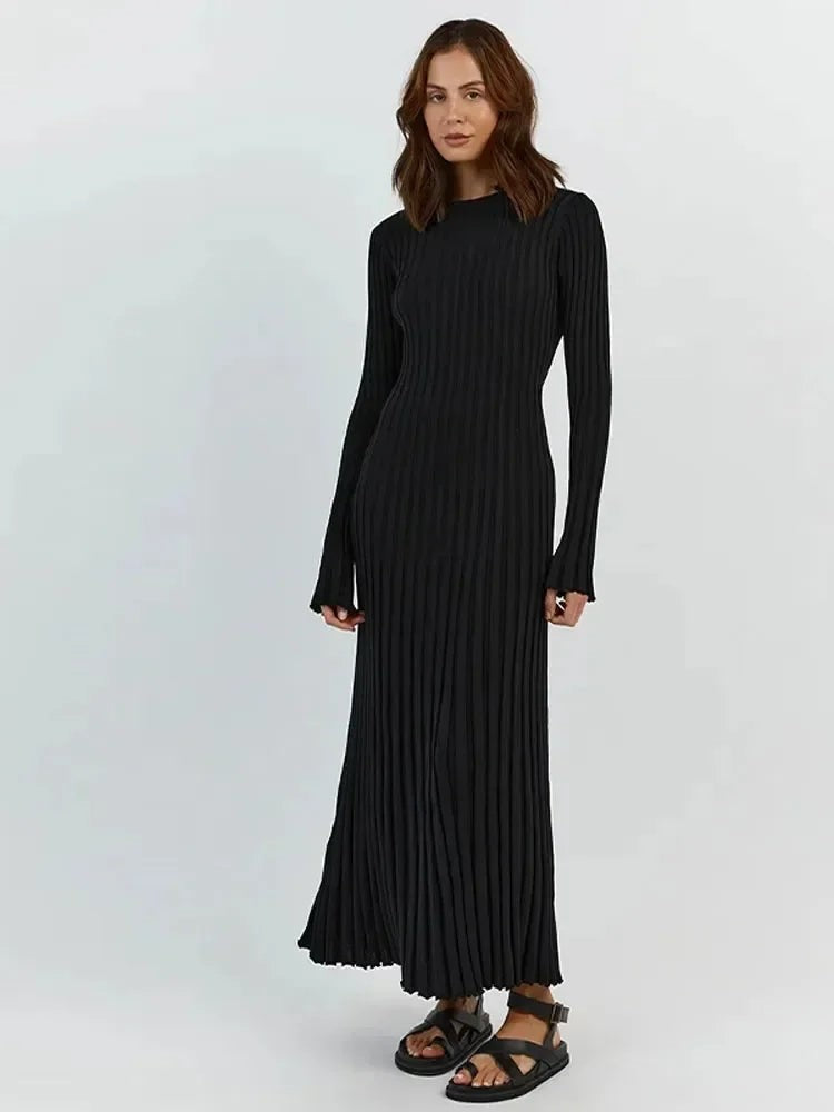 Women's Long Sleeve Knitted Midi Dress